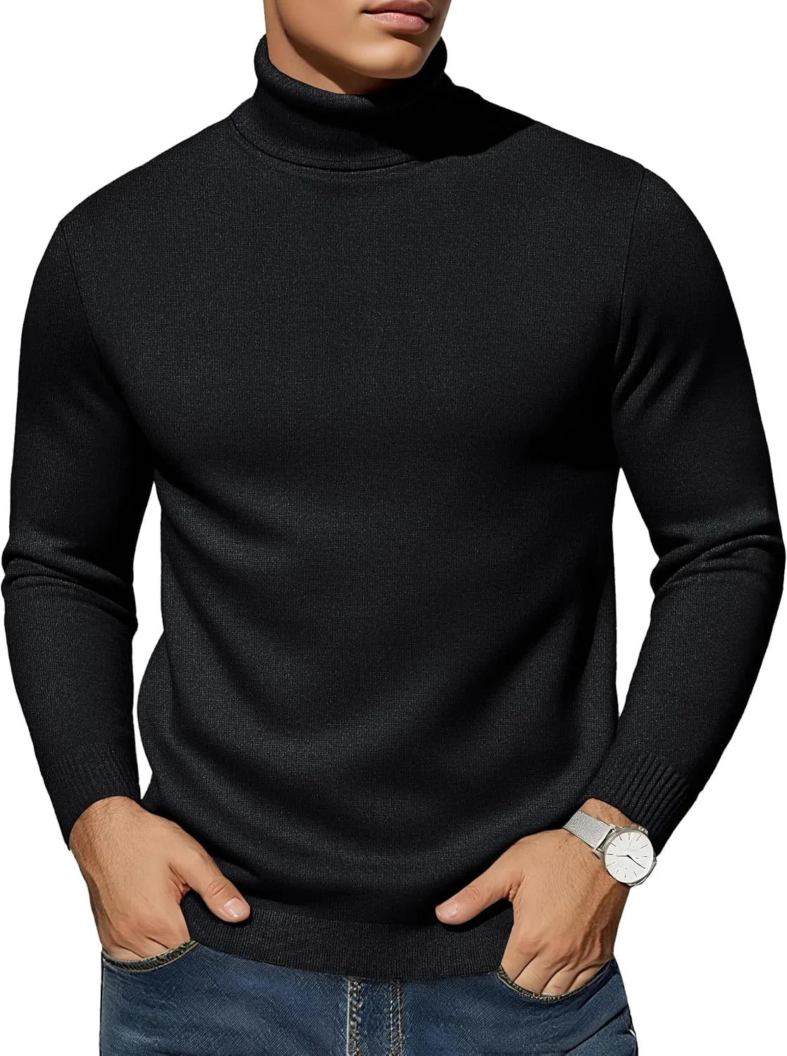 

Eklentson мужской водолазка вязаный пуловер длинный рукав легкий slim fit свитер осень зима