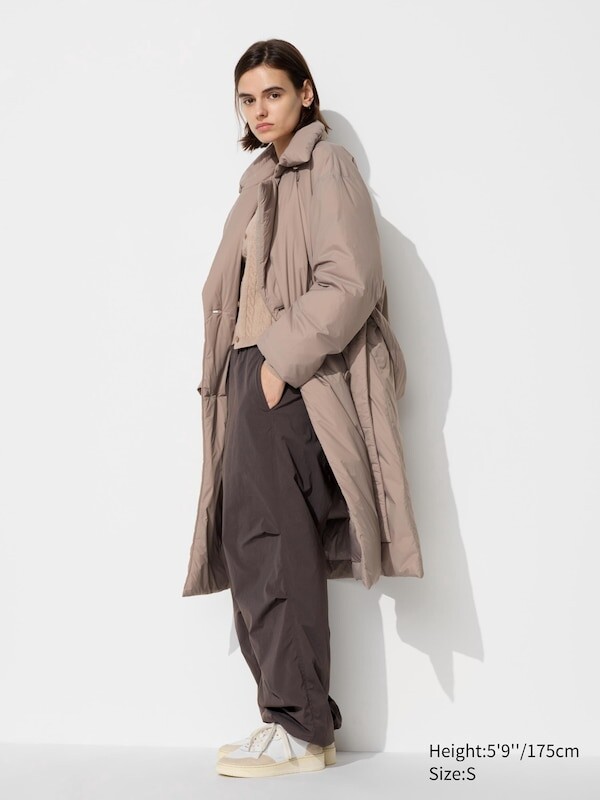

Брюки-Парашют heattech длинные Uniqlo, коричневый