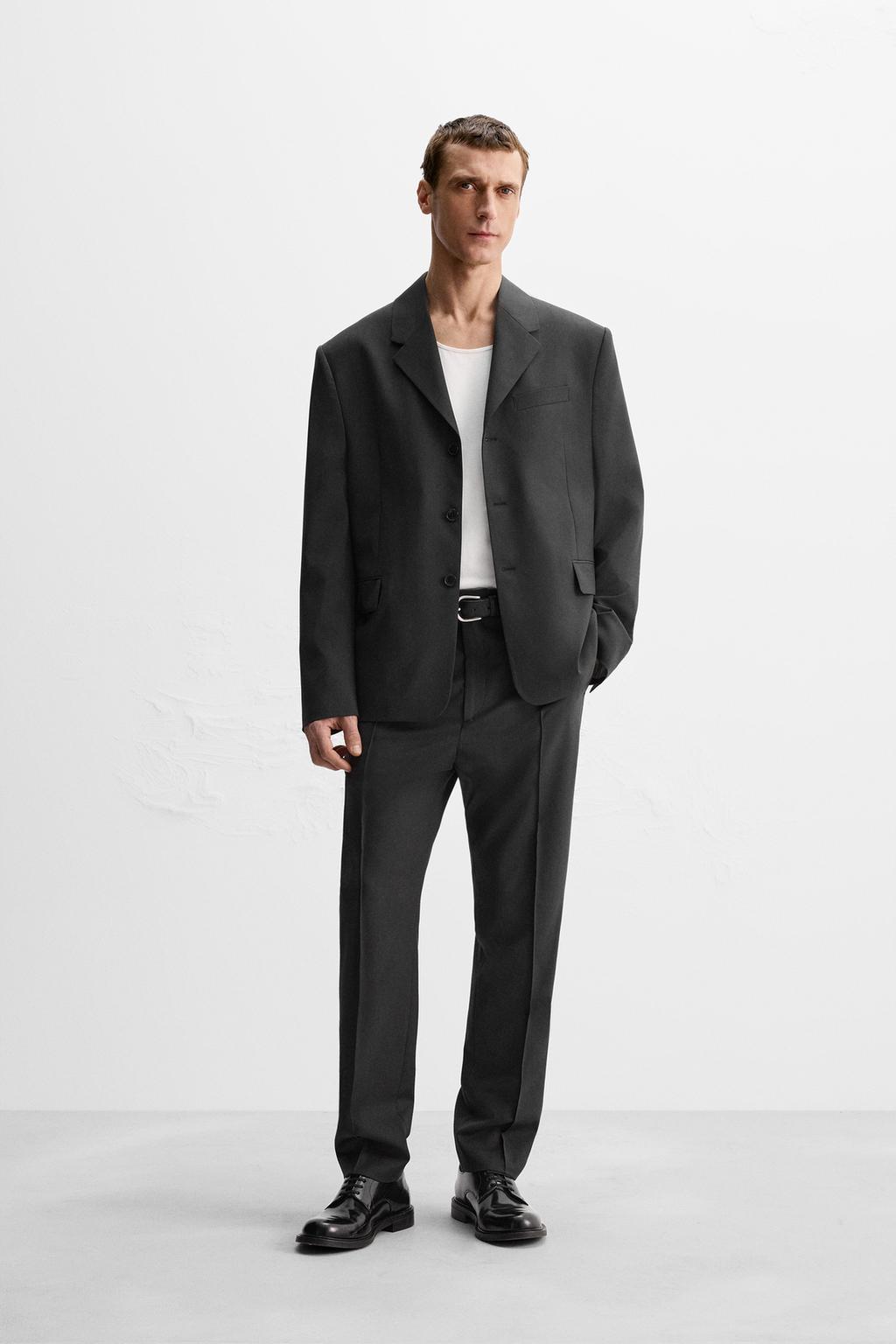 

Брюки от шерстяного костюма ZARA, антрацитовый серый