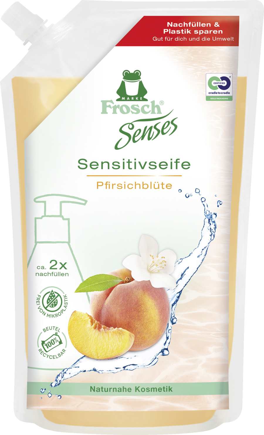 

Жидкое мыло Frosch Senses Sensitivseife Pfirsichblüte Nachfüllbeutel