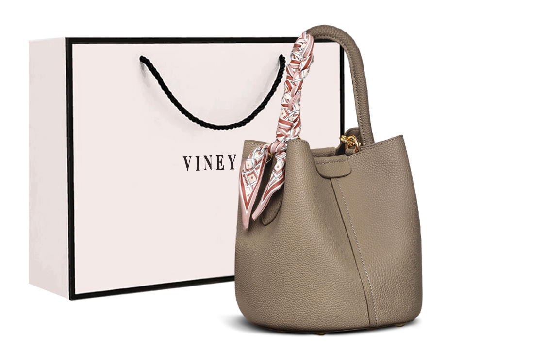 

Сумка через плечо из кожи коровы, кросс-боди, ведро Tubas Women слоновая серая VINEY, экрю