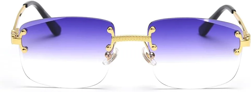 

Солнцезащитные очки с градиентными линзами, металлические, без оправы, квадратные, синие, UV400, коричневые, женские, без оправы Zentavi, Blue Purple Lens