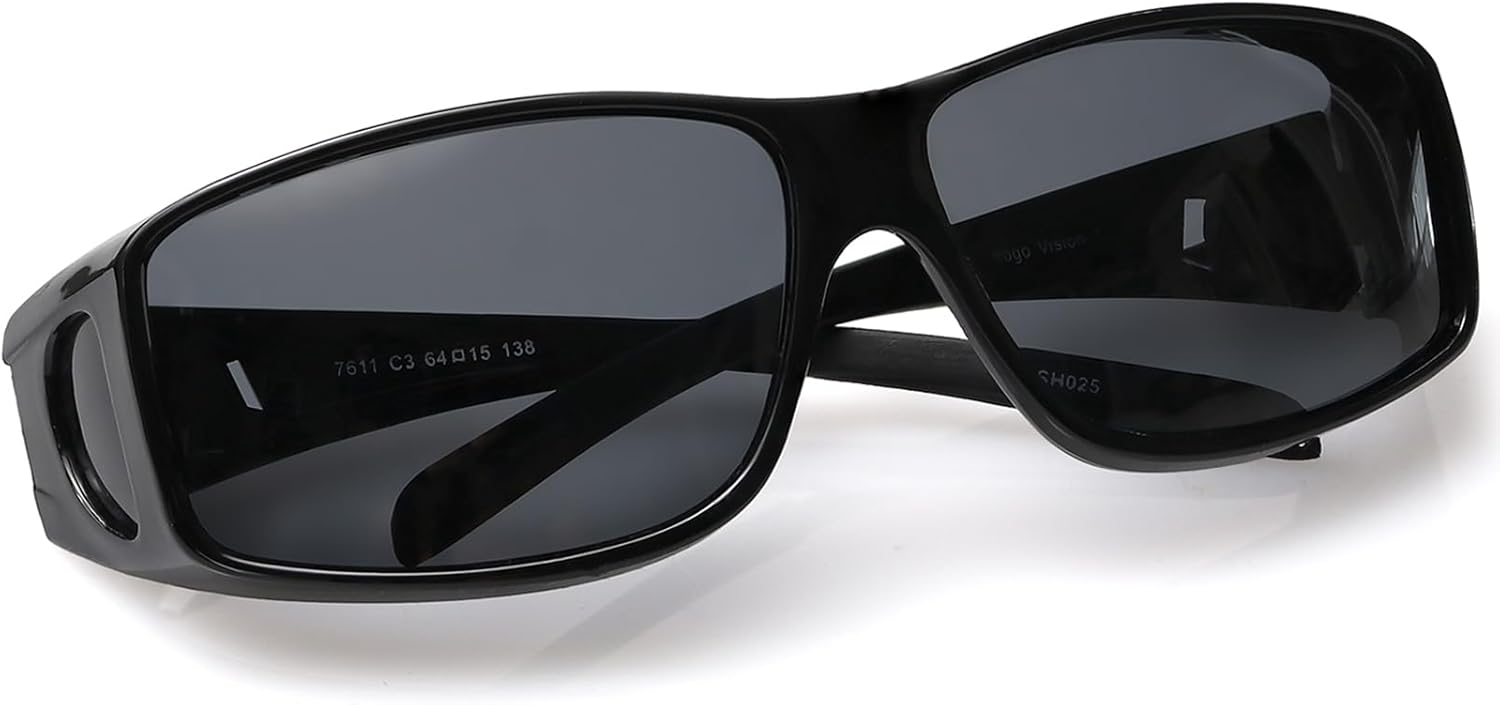 

Солнцезащитные очки с поляризованными линзами, надеваемые поверх обычных очков, обеспечивают 100% защиту от УФ-излучения. Подходят для мужчин и женщин Yogo Vision, Black Frame and Grey Lens