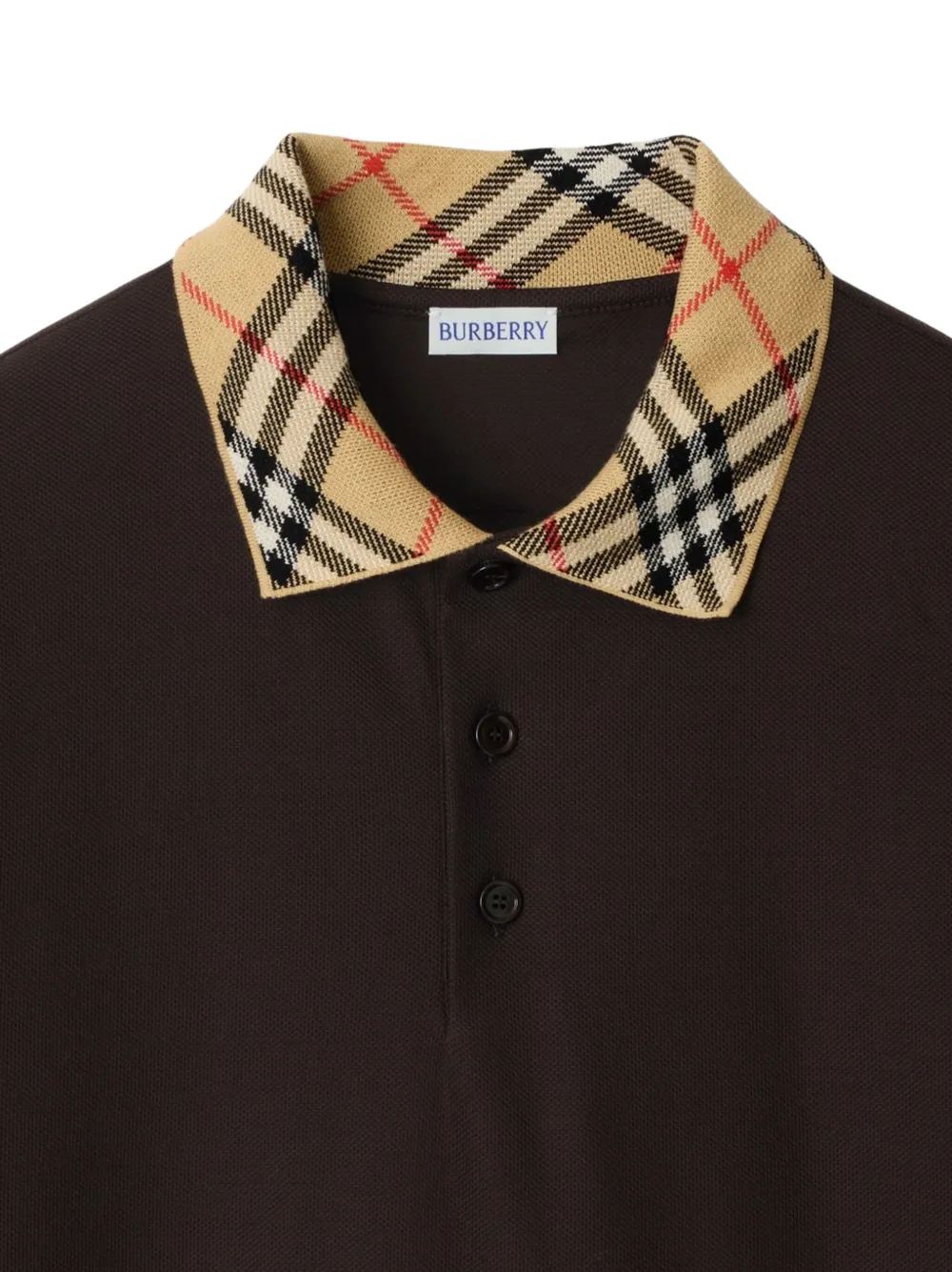 Рубашка поло BURBERRY в клетку, хлопок, коричневый — фото 2