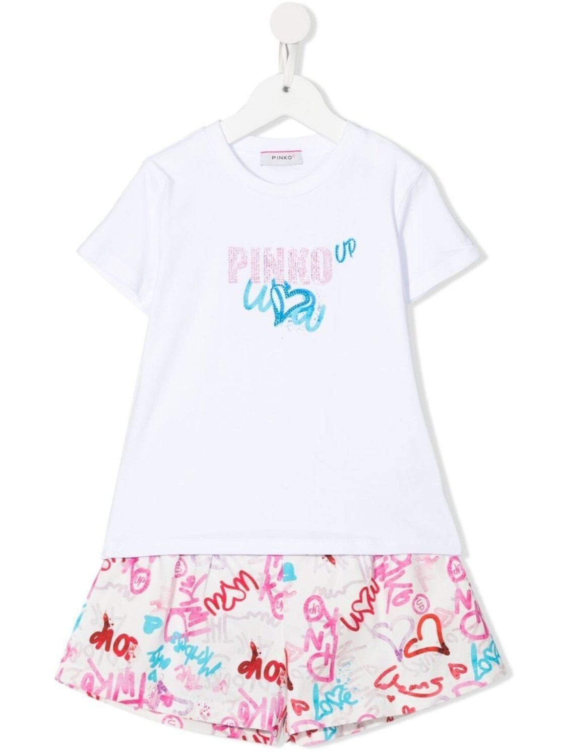 

Комплект из футболки и шортов с принтом Pinko Kids, белый