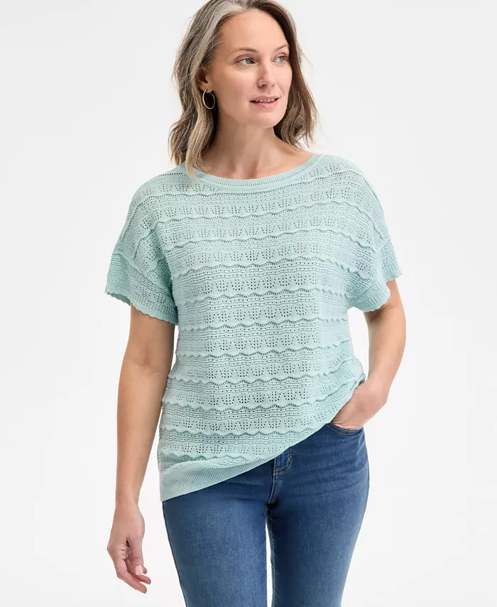 

Женский свитер с люрексом Pointelle и рукавами долман Style & Co, зеленый