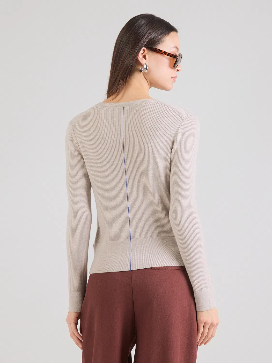 Вязаный кардиган Calvin Klein светло-коричневого цвета — фото 4