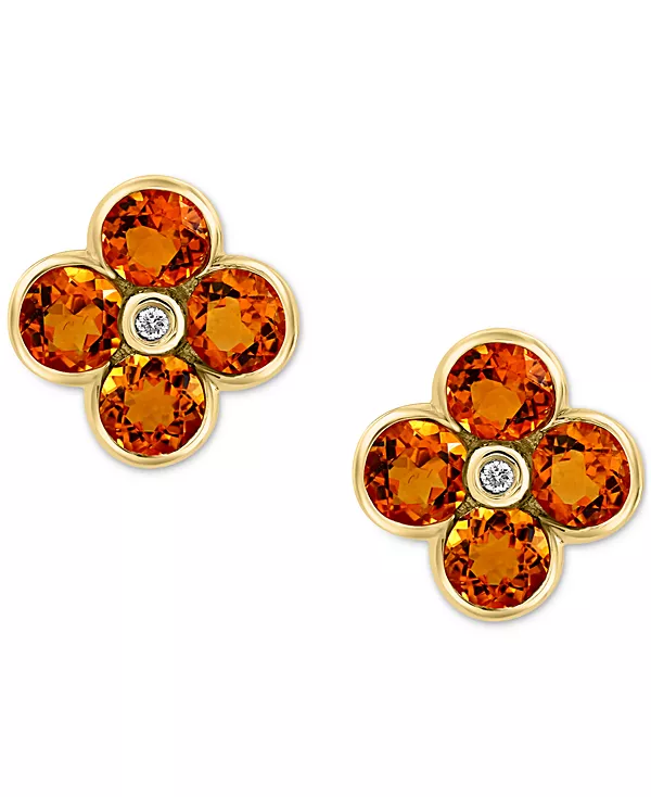 

Серьги-Гвоздики в форме цветка с голубым топазом Effy London (2-5/8 карата) и бриллиантами из 14-каратного желтого золота (также с цитрином) Effy Collection, citrine