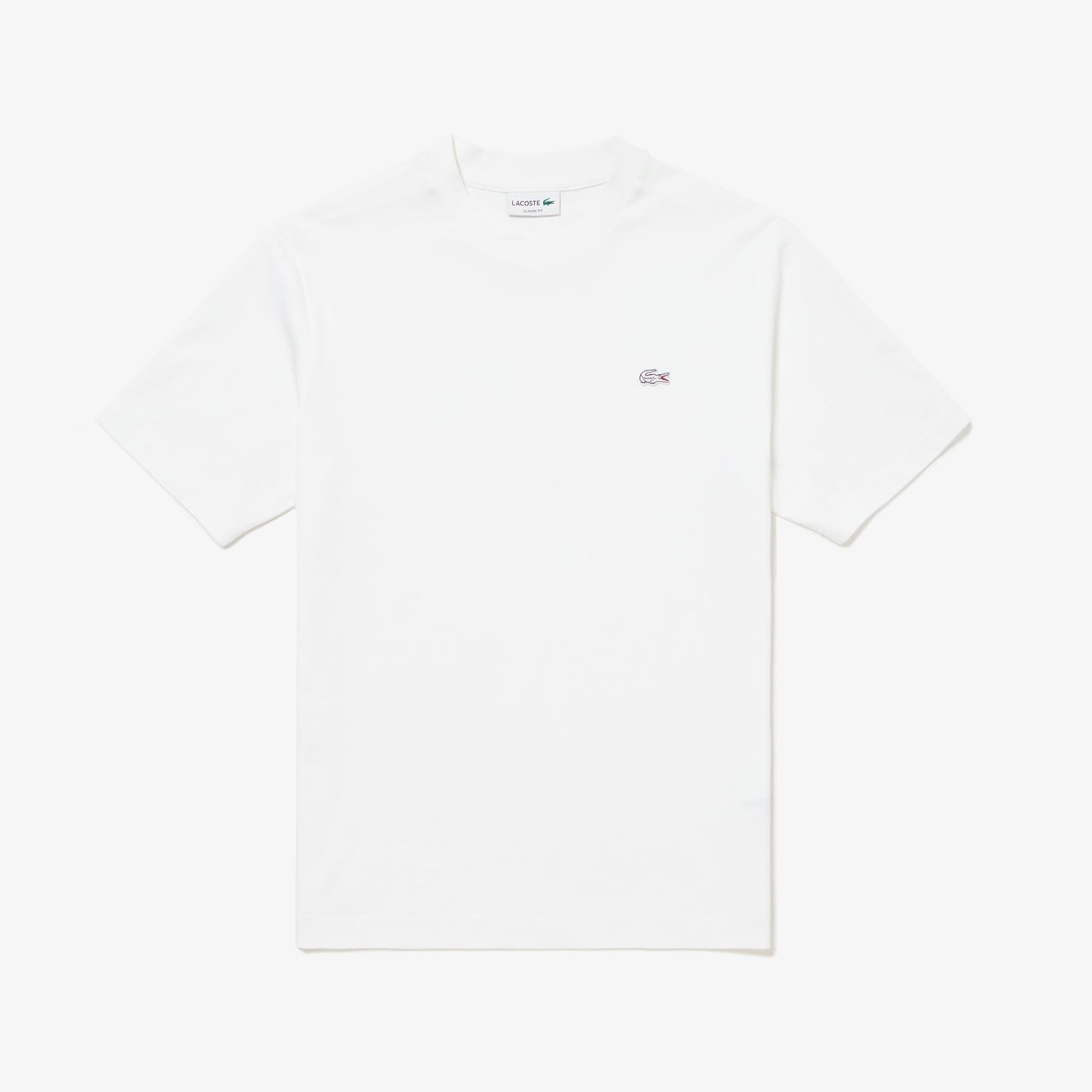 Футболка Lacoste Мужская с круглым вырезом и коротким рукавом, с рисунком в виде контурных часов, белый — фото 4