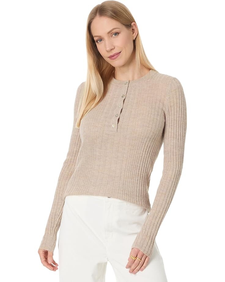

Свитер Madewell Lightweight Alpaca Madison Henley Pullover, песочный