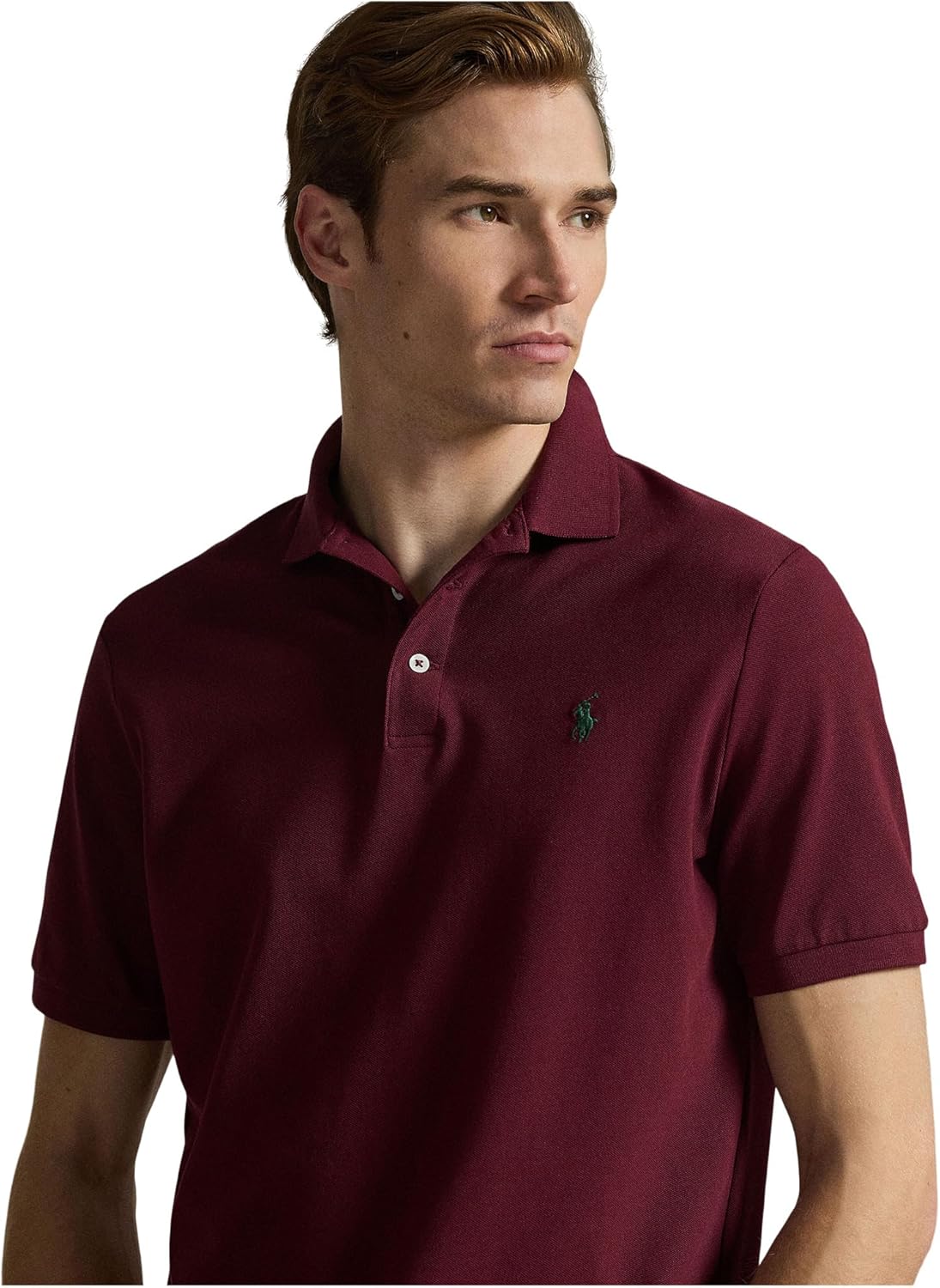 POLO RALPH LAUREN Мужская классическая футболка-поло Stretch Mesh, Classic Wine 1 — фото 2