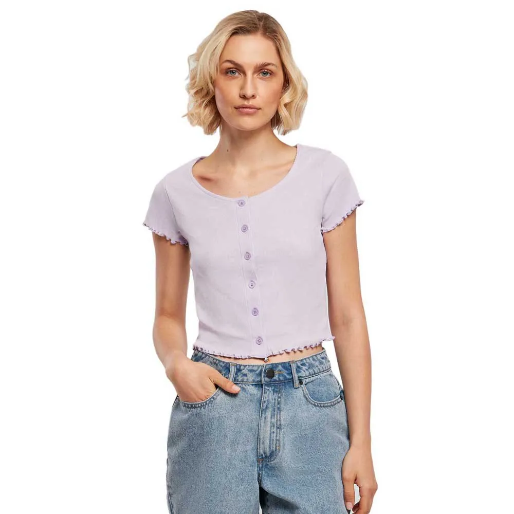 

Футболка с коротким рукавом Urban Classics Cropped Button, синий