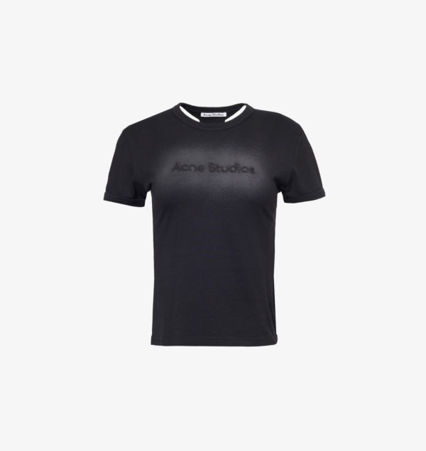 

Футболка из хлопка с круглым вырезом и вышитым логотипом Acne Studios, черный