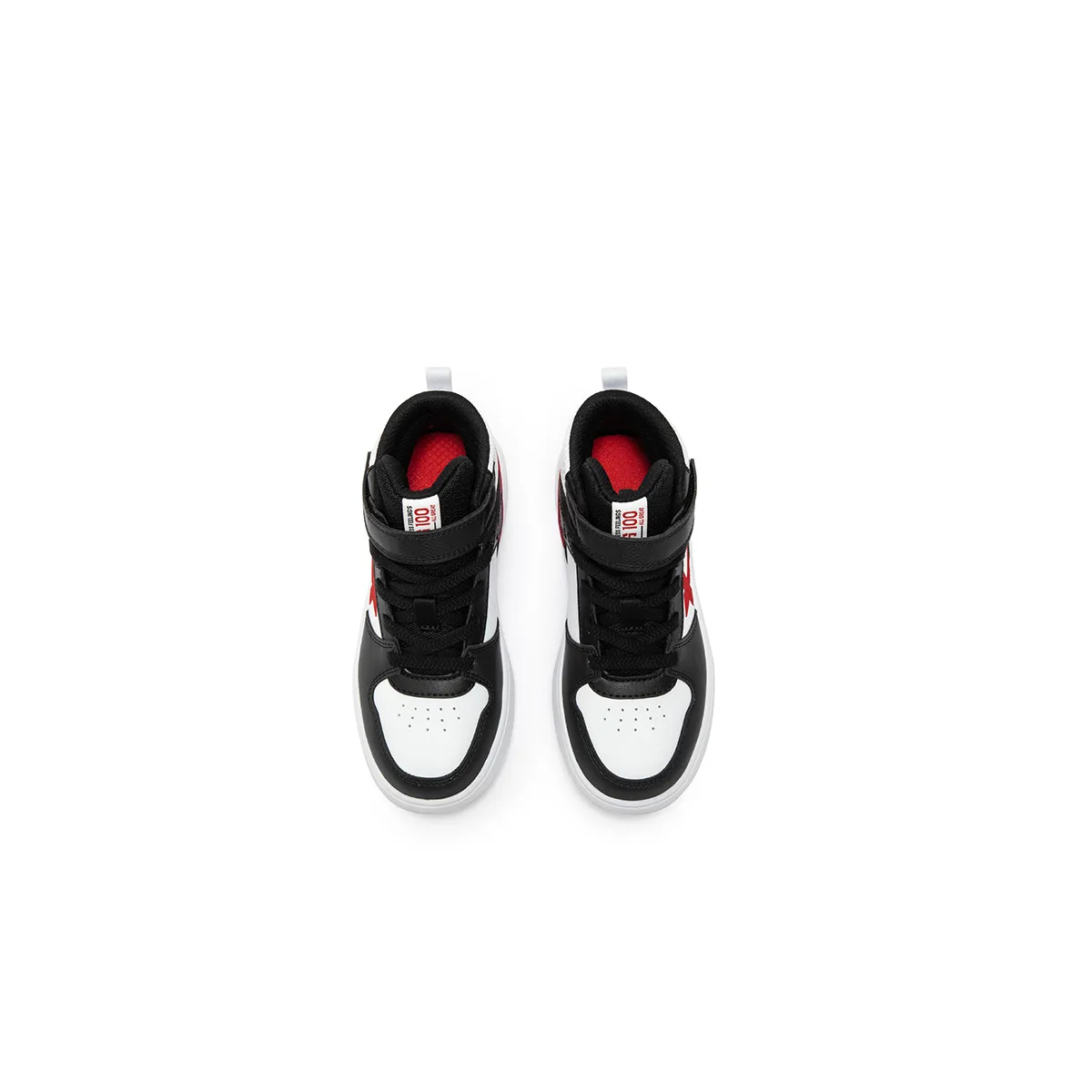 XTEP Детские скейтерские кроссовки mid-top из искусственной кожи с противоскользящей подошвой и амортизацией черно-белые — фото 3