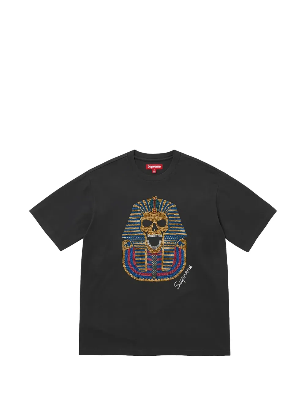 Футболка с изображением царя Тутанхамона и стразами Supreme, черный