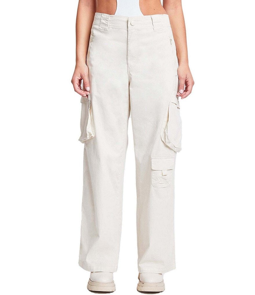 

YMI Jeanswear Свободные прямые брюки-карго с высокой посадкой, слоновая кость