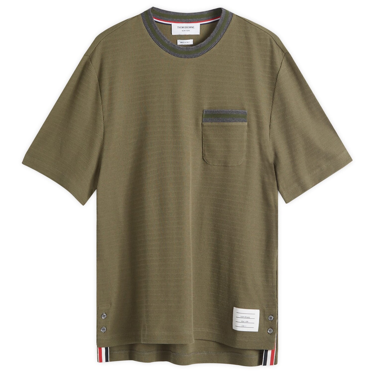 

Футболка Thom Browne Textured Tipped T-Shirt, цвет Dark Green