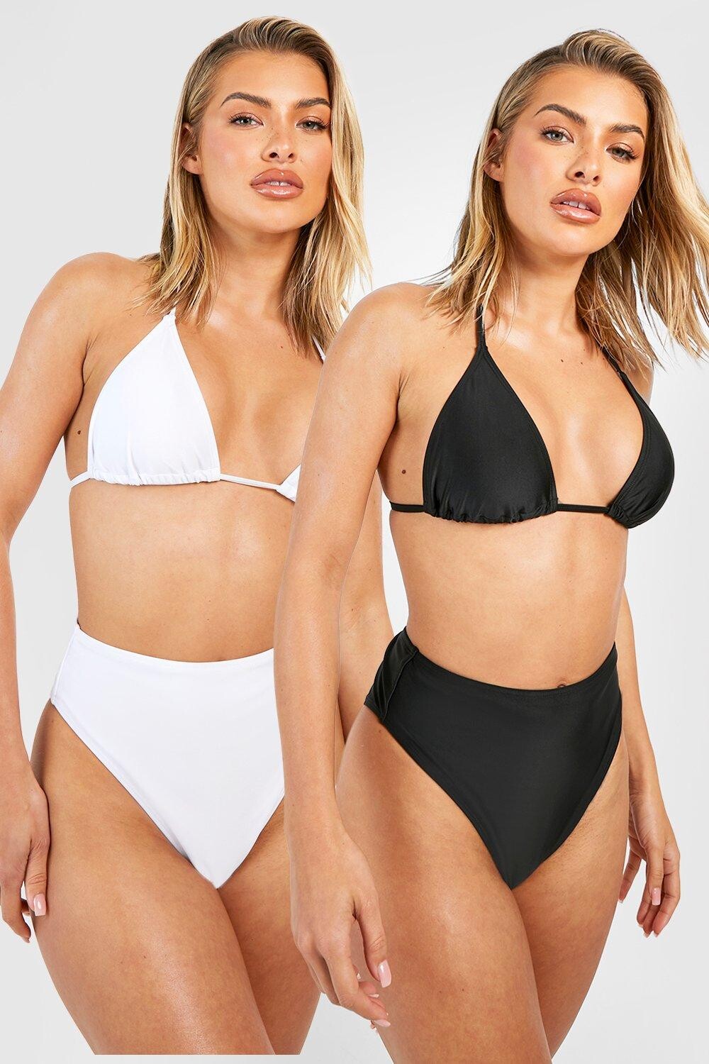 

Комплект из 2 топов бикини с треугольными чашечками boohoo, белый