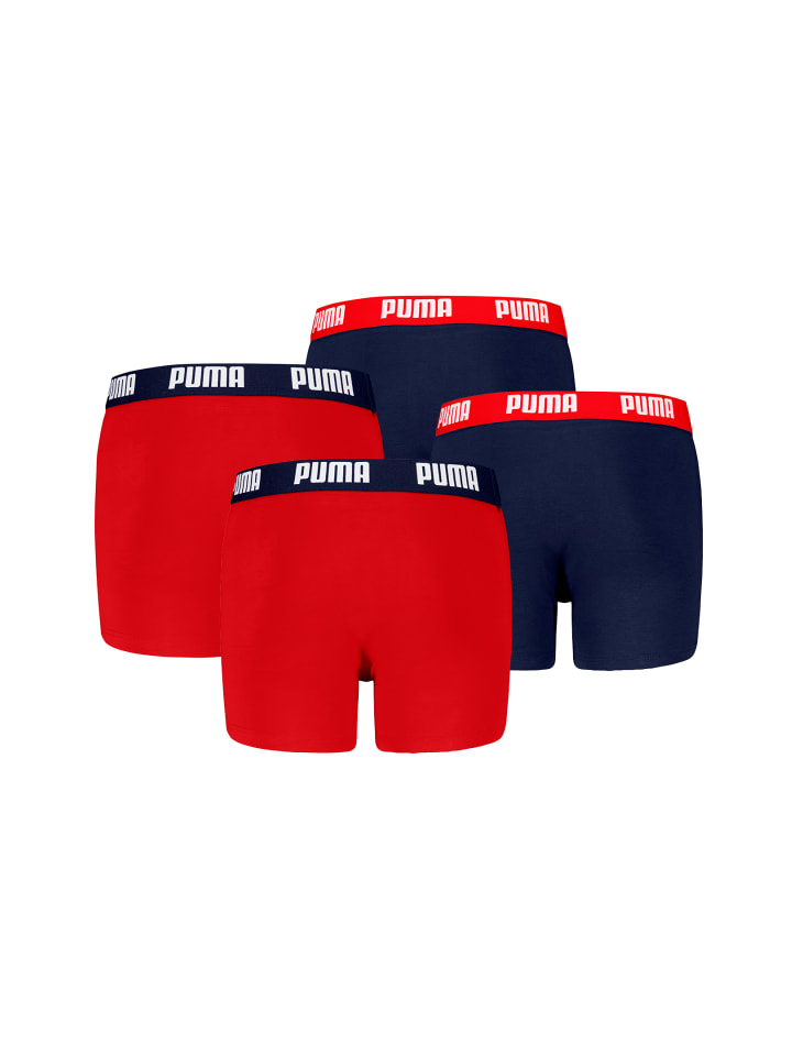 Puma Боксерские шорты для мальчиков, повседневные, базовые, 4 шт., красно-синие — фото 2