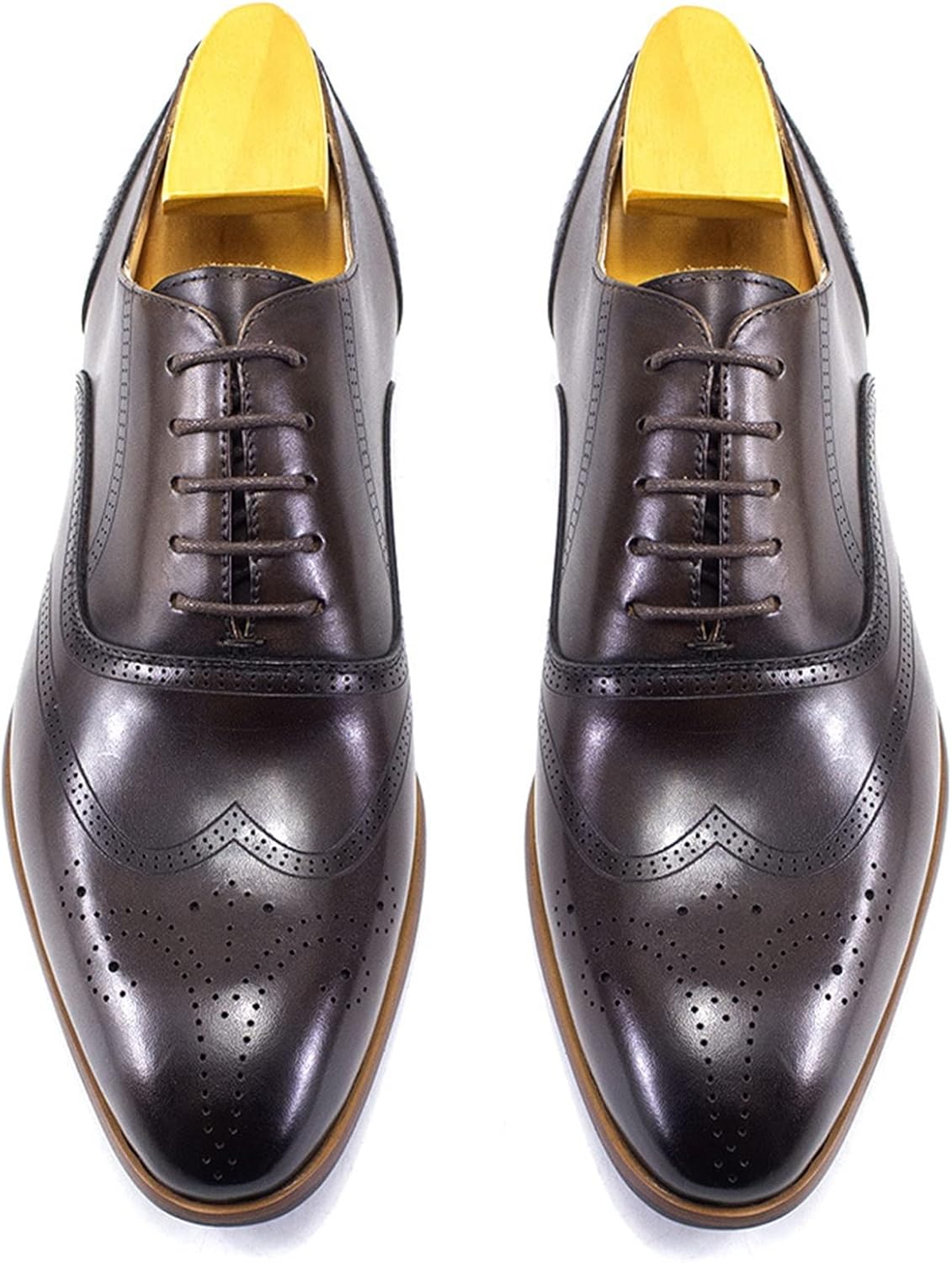 

Мужские туфли TTiiLoe из настоящей кожи, оксфорды с шнуровкой, броги, модные деловые формальные туфли для свадьбы и вечеринки (Цвет: кофе, Размер: 42), 42 Brown