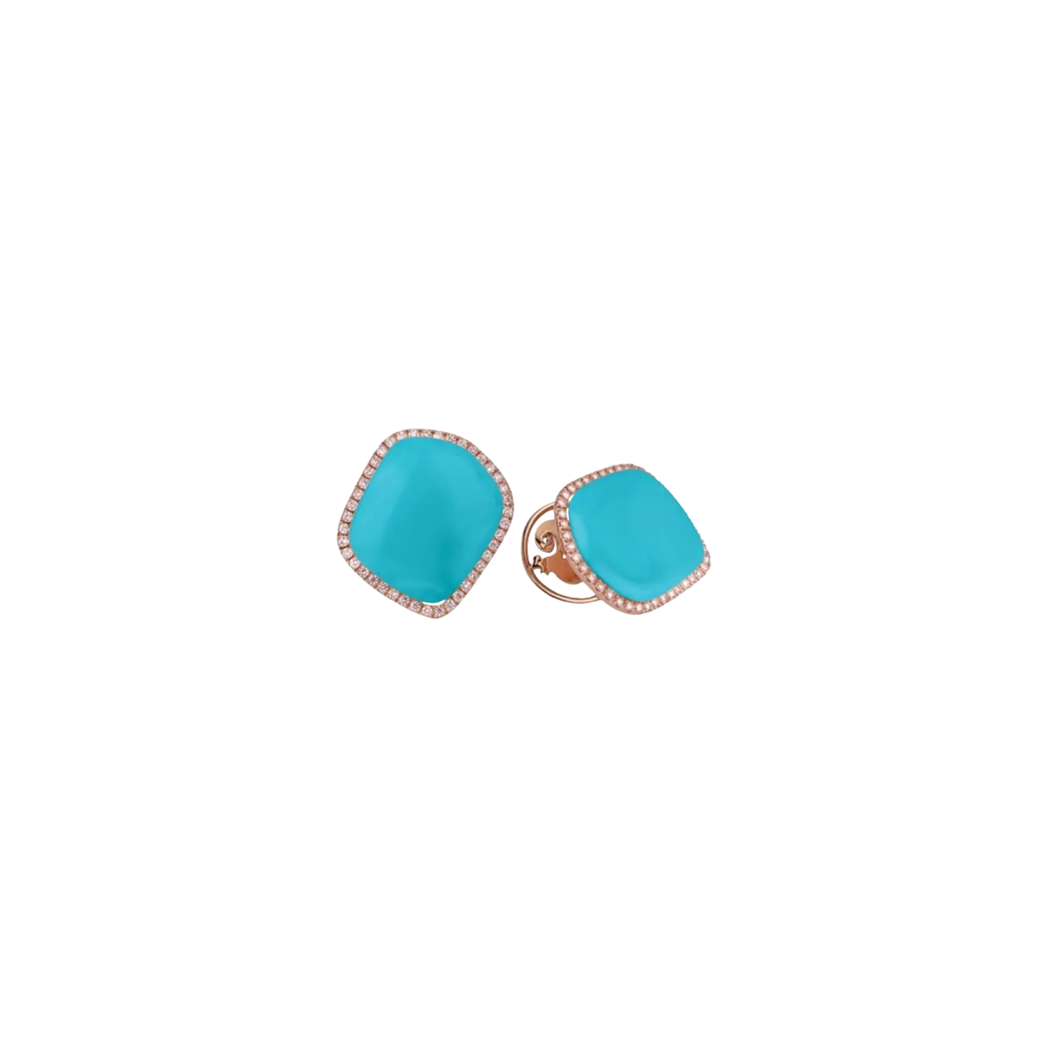 

Серьги-пусеты enchanté из розового золота с бриллиантами и бирюзой - 41655 - 41655 CHANTECLER