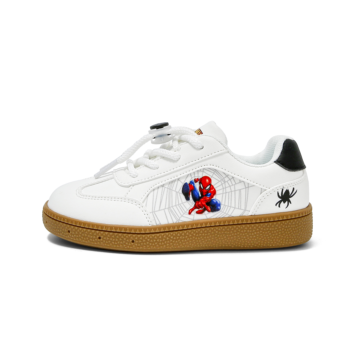 

Детские кроссовки для скейтбординга с противоскользящей подошвой и амортизацией от ударов, с рисунком Человека-паука. Disney, бежевый/белый/черный