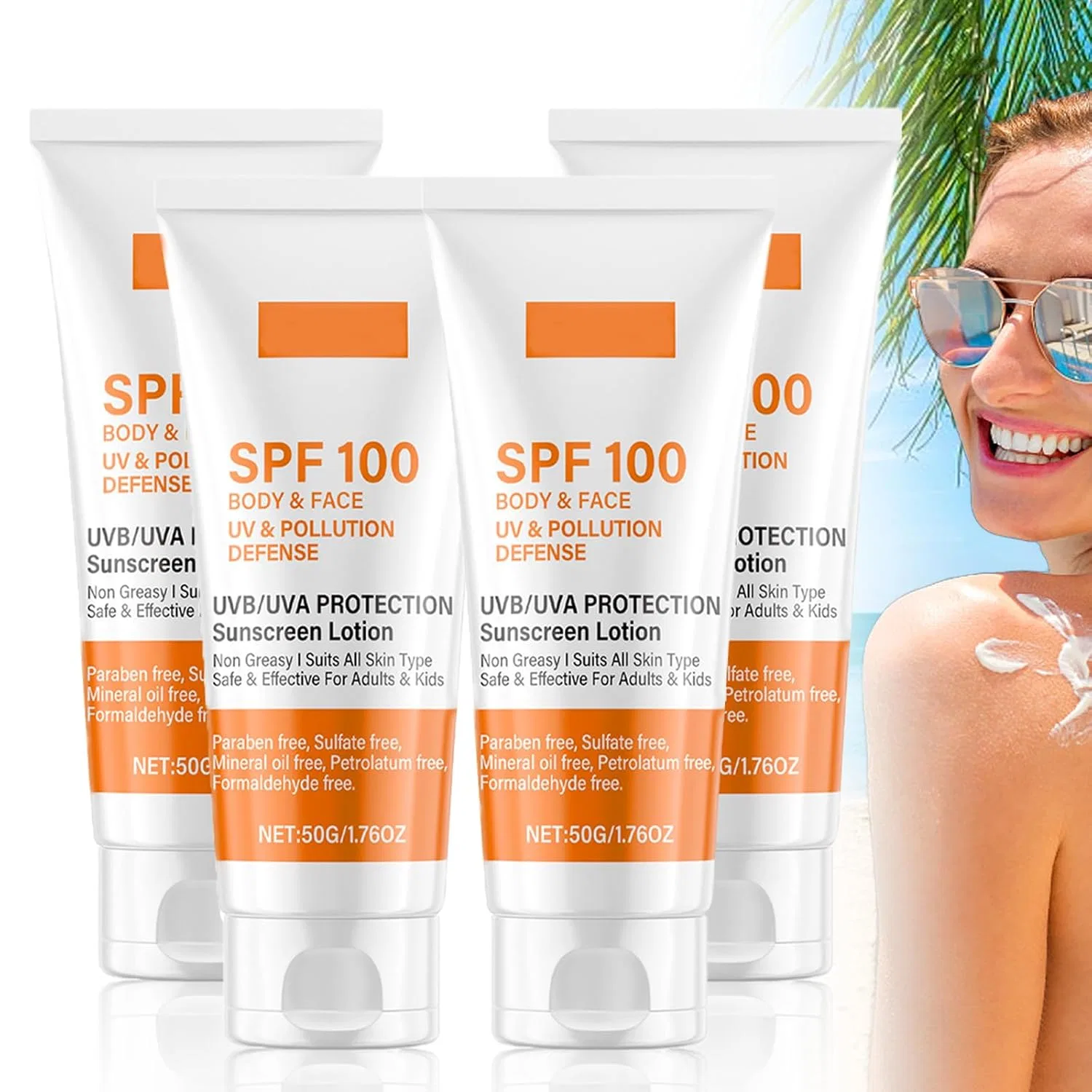 Солнцезащитный крем для лица и тела SPF 100 Xiniear, Pack Of 4