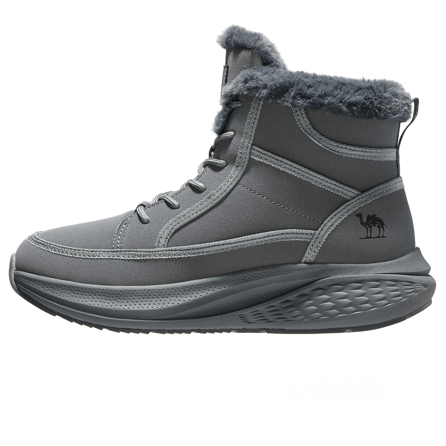 

CAMEL Тёплые и износостойкие мужские высокие кеды в тёмно-сером цвете, цвет Dark Gray