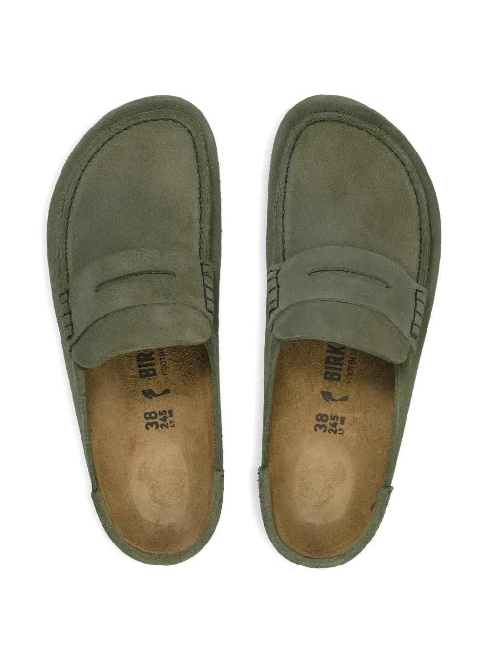 Неаполитанские замшевые лоферы с обшивкой из натуральной кожи Birkenstock, зеленый — фото 3