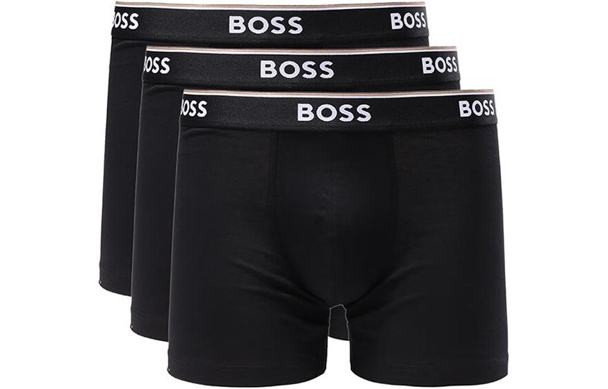 

Пакет из трёх трусов с логотипом на поясе HUGO BOSS, 3 шт (Чёрный)