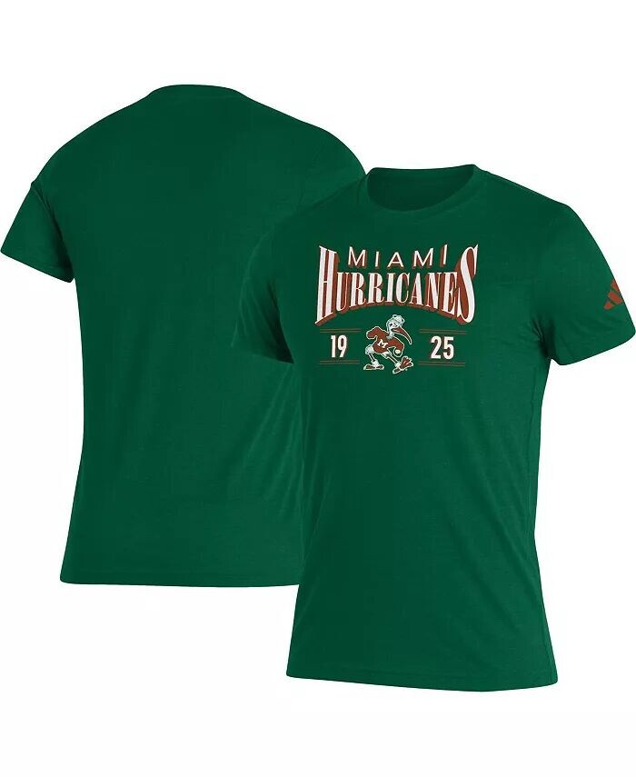 

Мужская зеленая футболка Miami Hurricanes Along The Shadow Tri-Blend Adidas