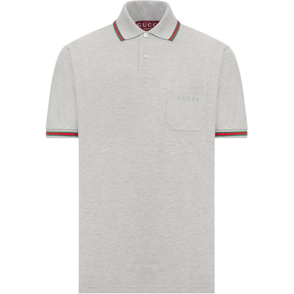 

Хлопковая пике поло с вышивкой GUCCI, Gray Mixed Color
