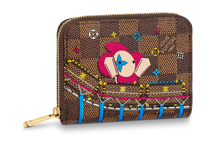 

LOUIS VUITTON Мешочек для монет Gp Damier Ebene с 4 отделениями для карт Vivienne Holiday Rose Ballerine Розовый