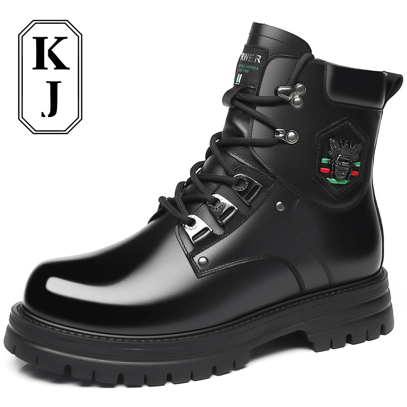 

Мужские зимние ботинки Martin Boots черные KJ-918 цельнокройные на меху, цвет KJ-918 Winter Fur One Piece