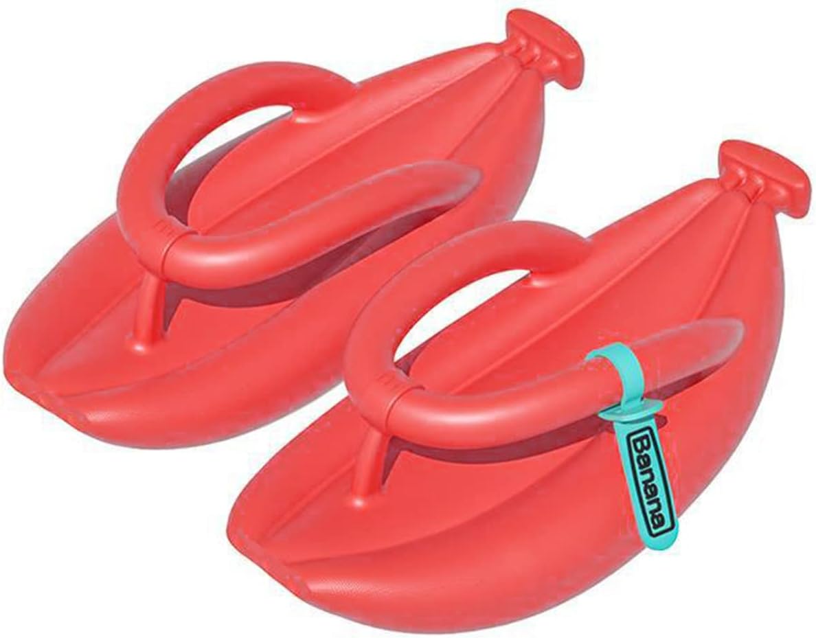 

Унисекс шлепанцы в форме банана, толстые мягкие тапочки, пляжные сандалии для вечеринки у бассейна Bumsune, красный