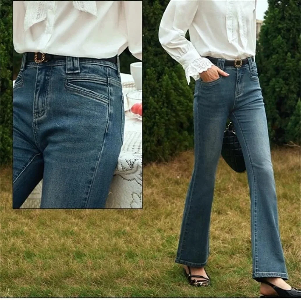 Джинсы клеш, джинсовый синий, Denim Blue Jeans — фото 2