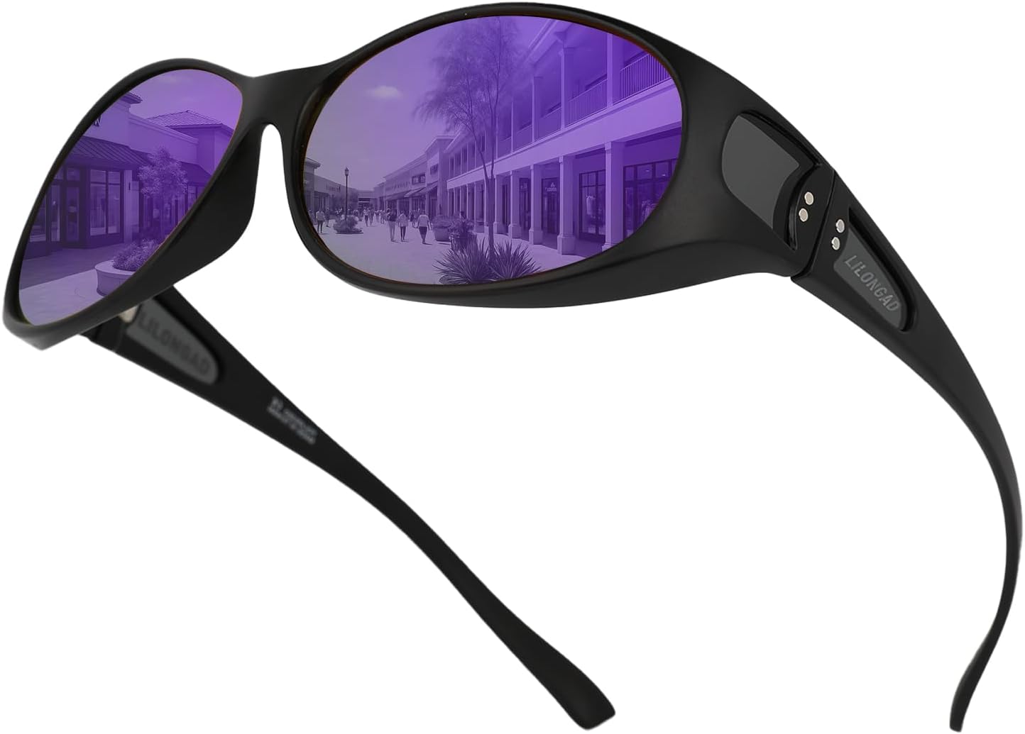

Женские солнцезащитные очки с поляризованными линзами – защита от УФ-излучения UV400, солнцезащитные очки с обтекаемой формой для вождения и отдыха на природе LILONGAD, Matt Black/Purple Mirror