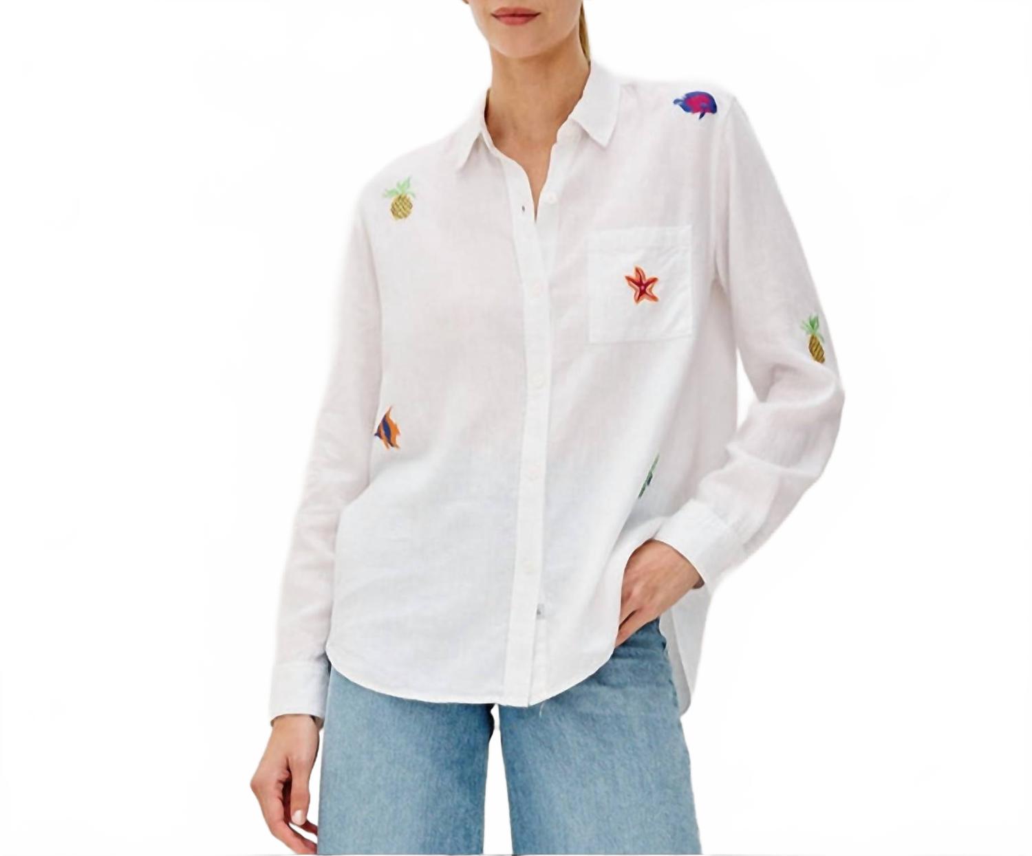 

Рубашка на пуговицах с вышивкой «Остров Чарли» белого цвета Rails, белый