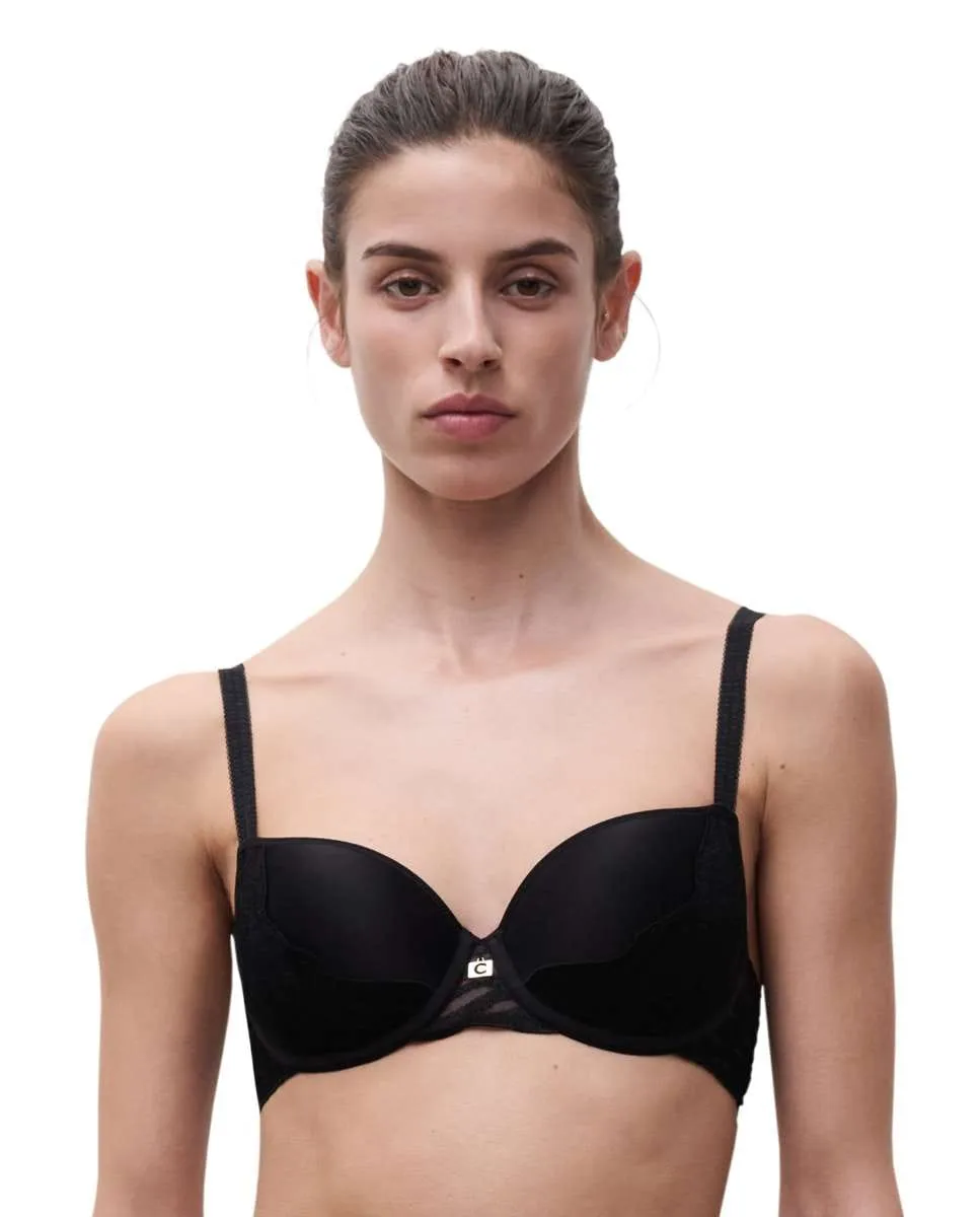 

Бюстгальтер балконет из ткани с эффектом памяти с волнистой вышивкой из линии Vibe Chantelle, черный