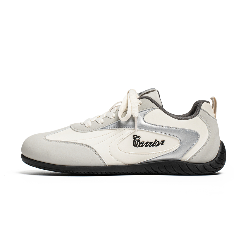 

Мужские повседневные кеды Low top из искусственной кожи с противоскользящей подошвой, устойчивые к истиранию, для поддержки и баланса WARRIOR, бежевый серый серебро