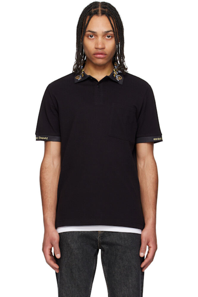 

Черная рубашка-поло с воротником в стиле барокко Versace Jeans Couture