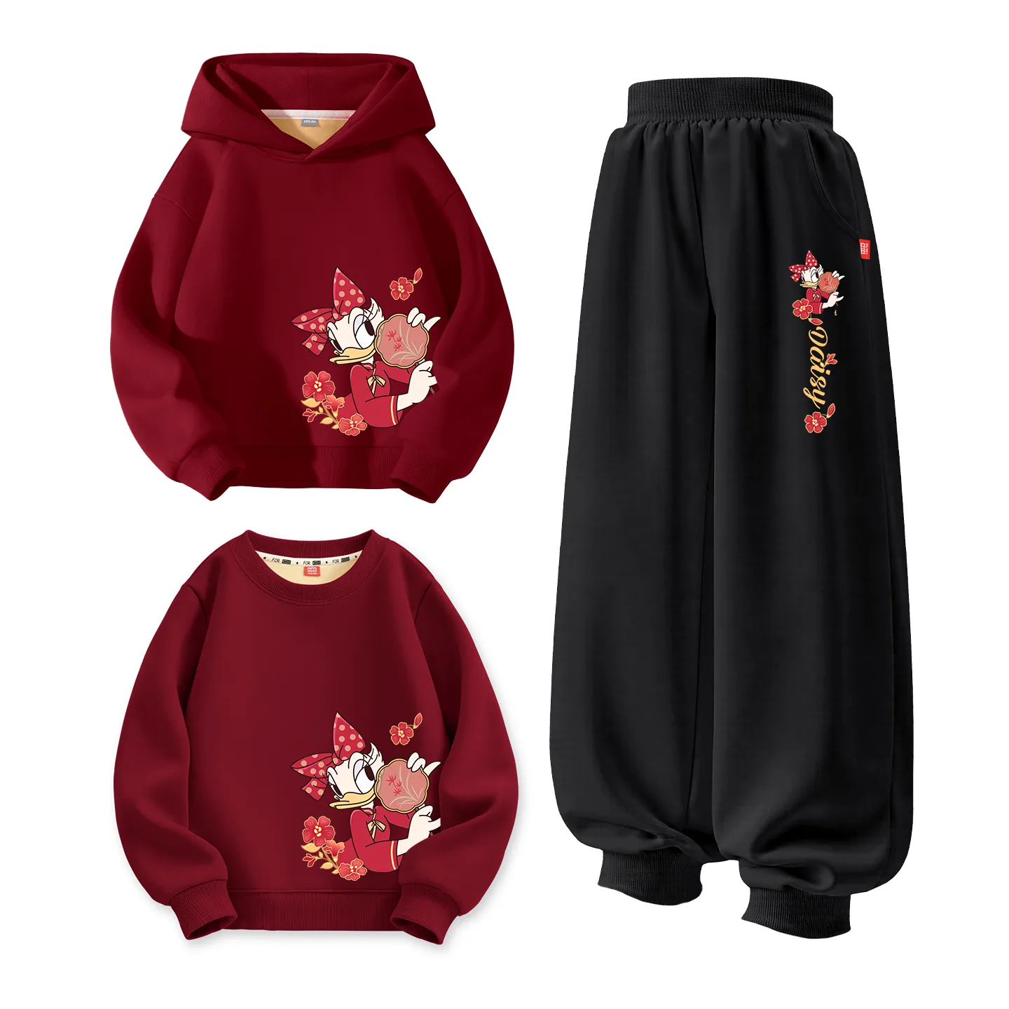 Disney Kids Tang Suits Crew Neck Thickness, [Thickened and Fleece-Lined]Di Team Fan Dai_Bottom Right Burgundy+Di Team Fan Dai K Black+Di Team Fan Dai_Bottom Right Burgundy
