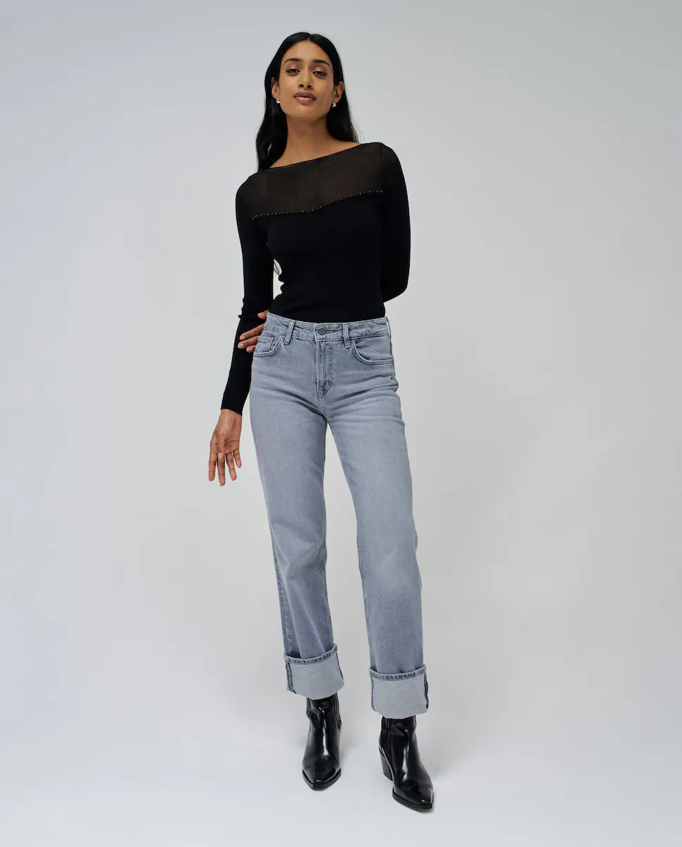 

Женская футболка с длинным рукавом и фатином Salsa Jeans, черный