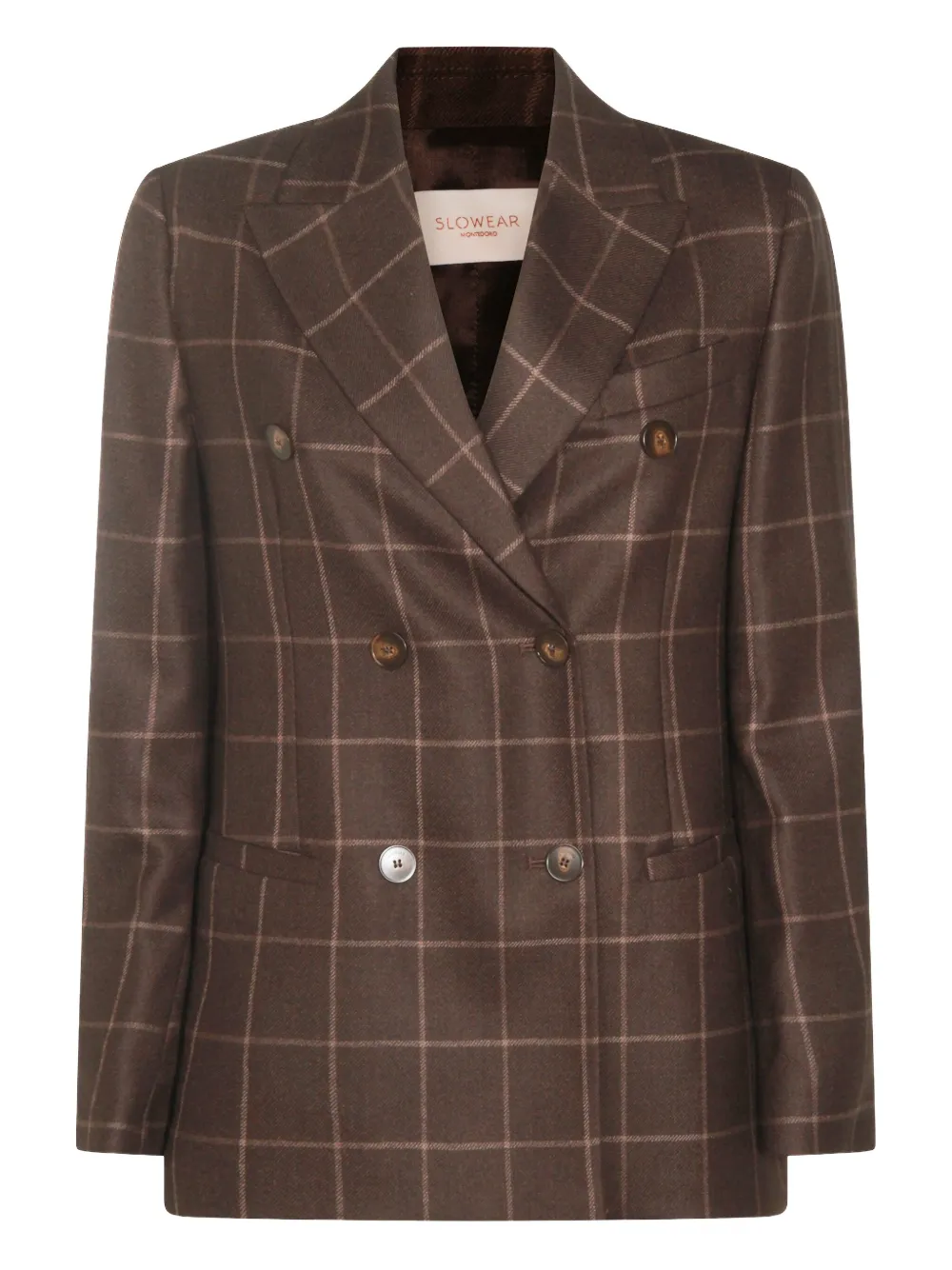 

Клетчатый двубортный пиджак Montedoro, коричневый