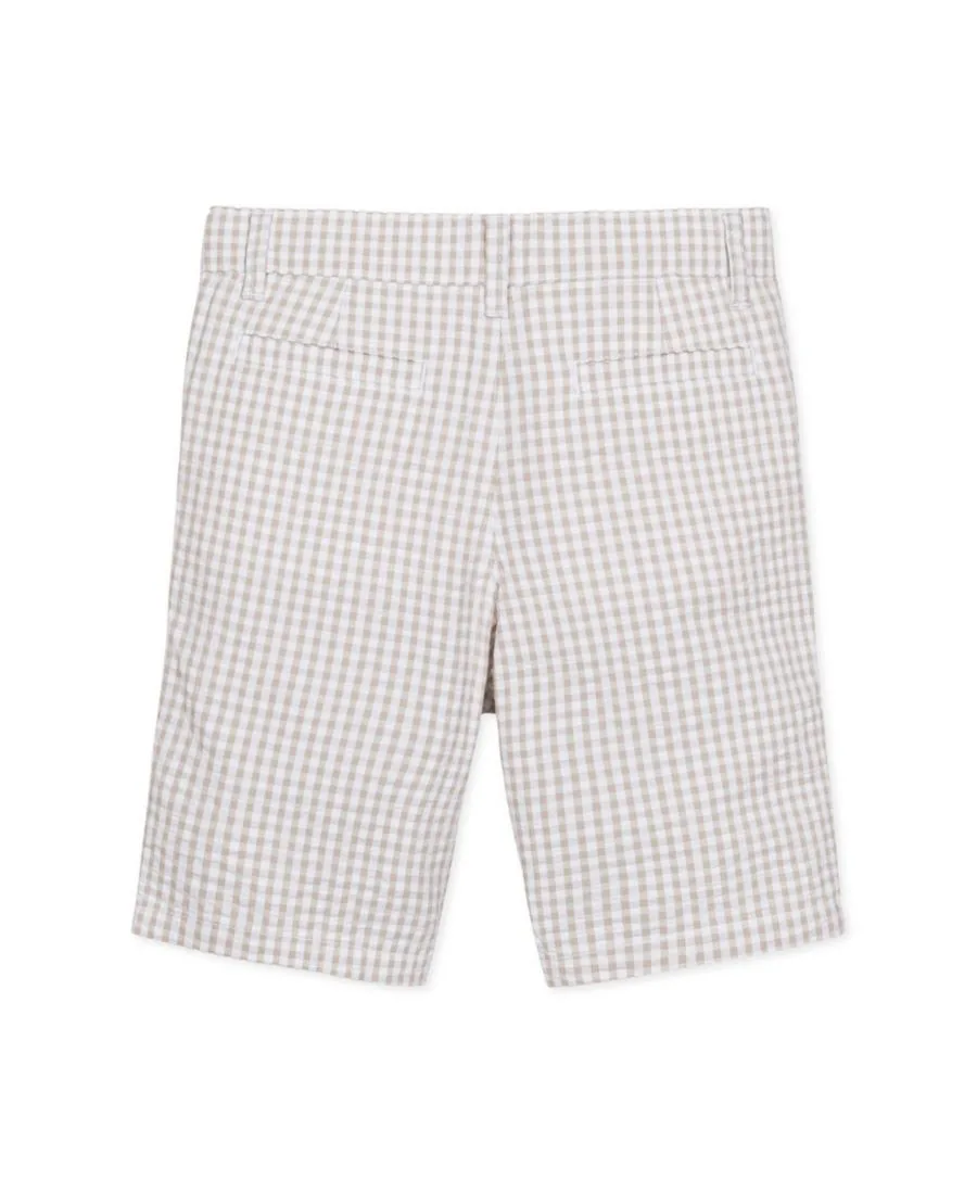 Детские шорты из органического сирсакера для мальчиков Hope & Henry, Taupe Gingham Seersucker — фото 4