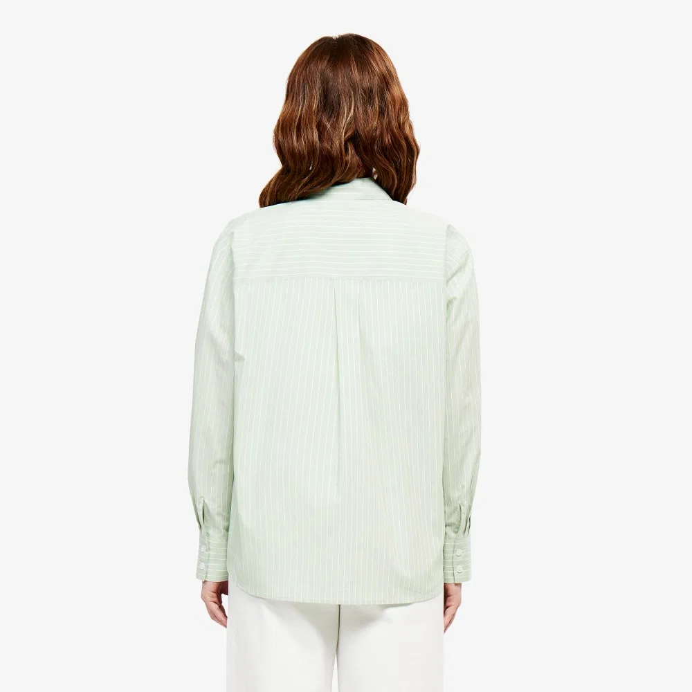 Рубашка Lacoste Полосатая свободного кроя, светло-зелёная — фото 3