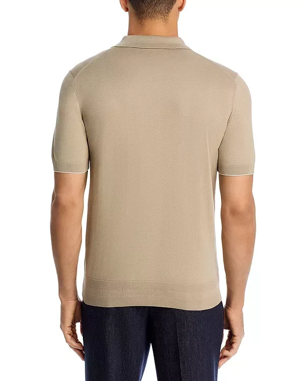 Поло из шелкового хлопка Boss, Beige/Khaki — фото 3