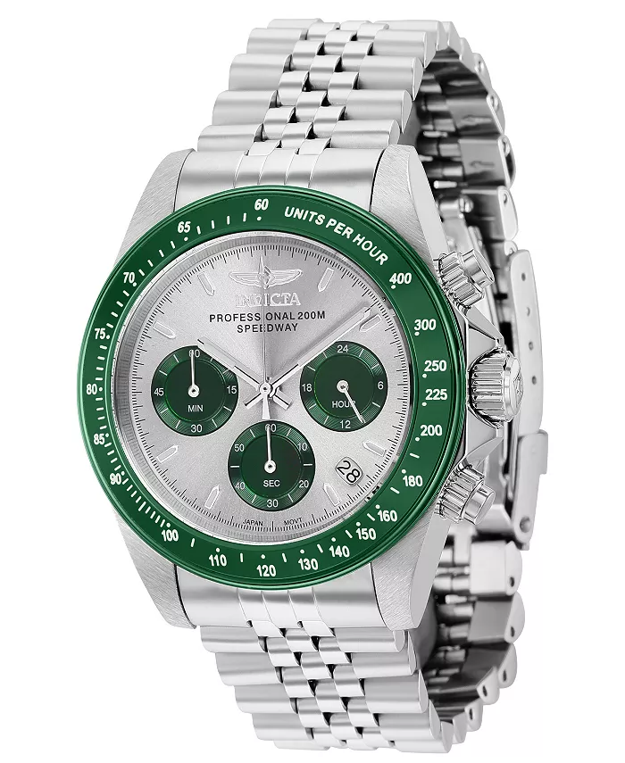 

Мужские часы 36734 Speedway Quartz Chronograph светло-серые с зеленым циферблатом Invicta, серебряный