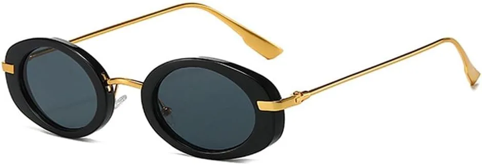 

Ретро маленькие овальные женские солнцезащитные очки, модные панк-очки для мужчин, трендовые градиентные солнцезащитные очки UV400 SKFGNX, Black Golden Gray