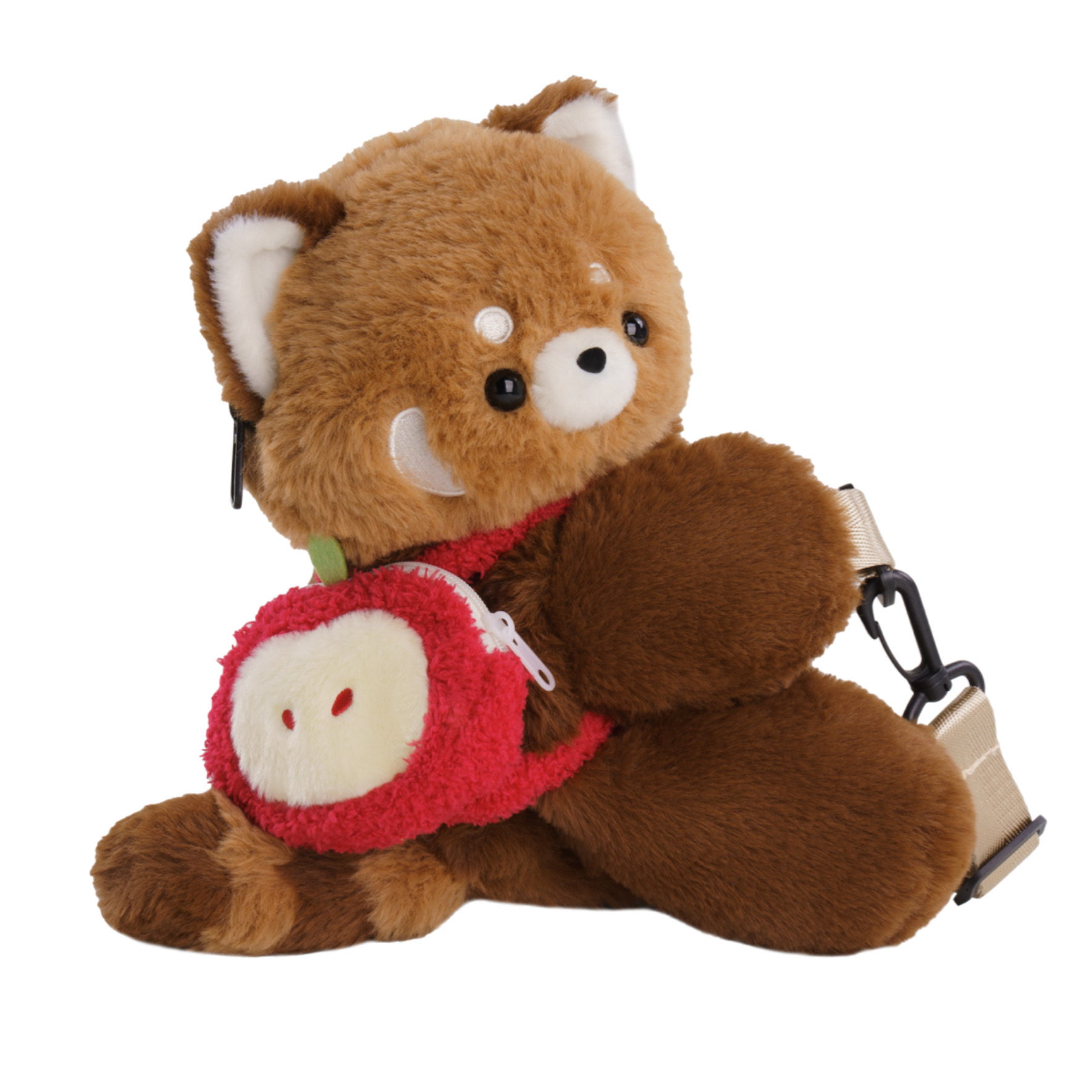 

Holding bamboo Плюшевый рюкзак среднего размера унисекс коричневый, Red Panda Plush Backpack+Apple Earphone Case